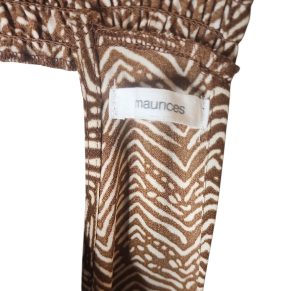 Maurices Brown Cream Smock Mock Neck Halter Sleeveless Asymmetrical Dress XS Mid - Picture 9 of 11